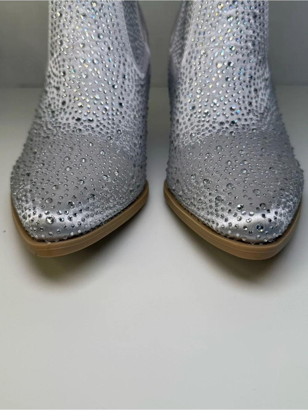 Qupid Silver Sparkle Leslie Rhinestone Western Boots Womens Size 7 Festival Boho